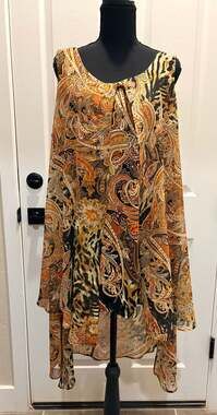 NY Collection Sleeveless Tank Top 1XL Paisley Print (165)